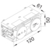 Product Drawing Gniazda kanałowe z ogranicznikiem przepięć i filtrem przeciwzakłóceniowym, pojedyncze Product Drawing Gniazda kanałowe z ogranicznikiem przepięć i filtrem przeciwzakłóceniowym, pojedyncze